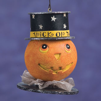 Pumpkin with Top Hat Ornament 16177