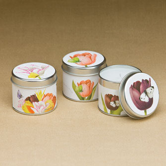 Floral White Candle Tins 16645